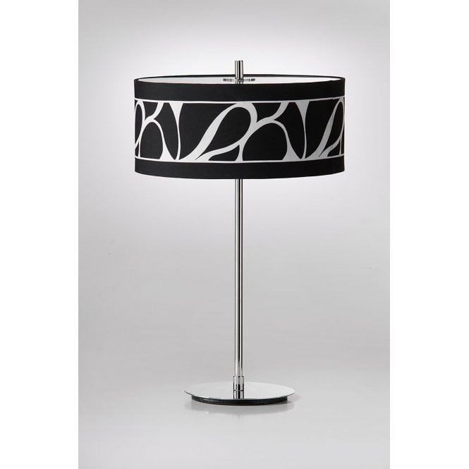 Lámpara de mesa Manhattan cromada con pantalla negra
